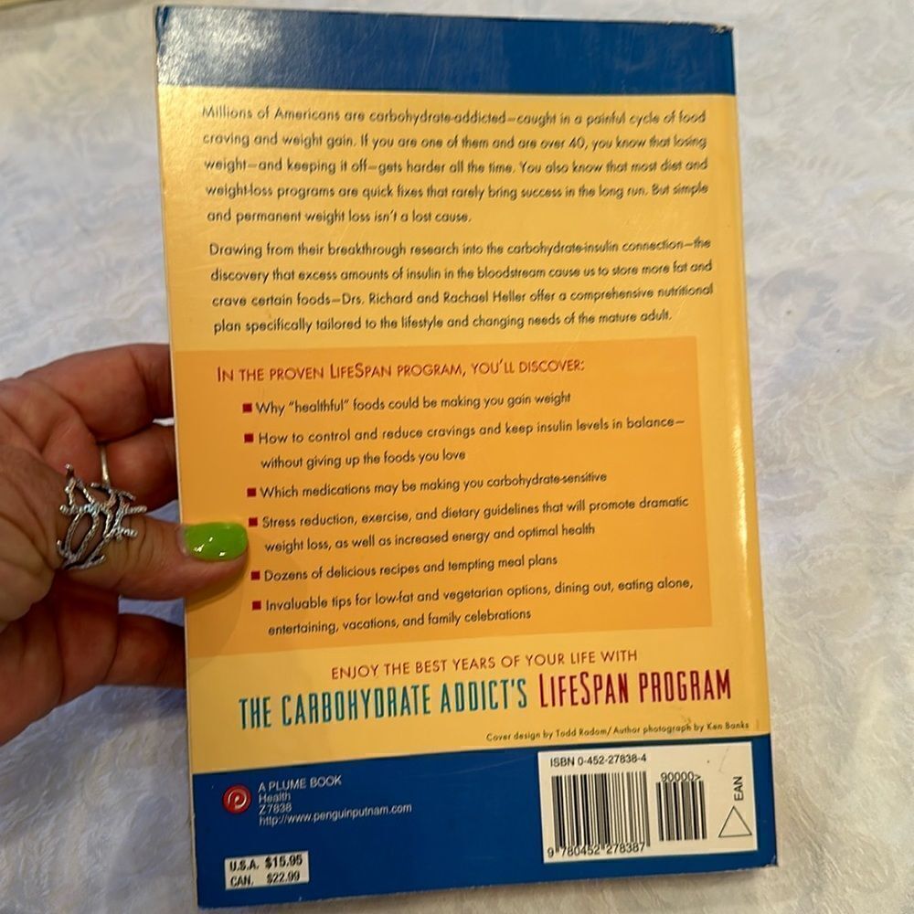 Cookbook Paperback Carbohydrate Addict’s Lifespan Program  Heller - Picture 3 of 12